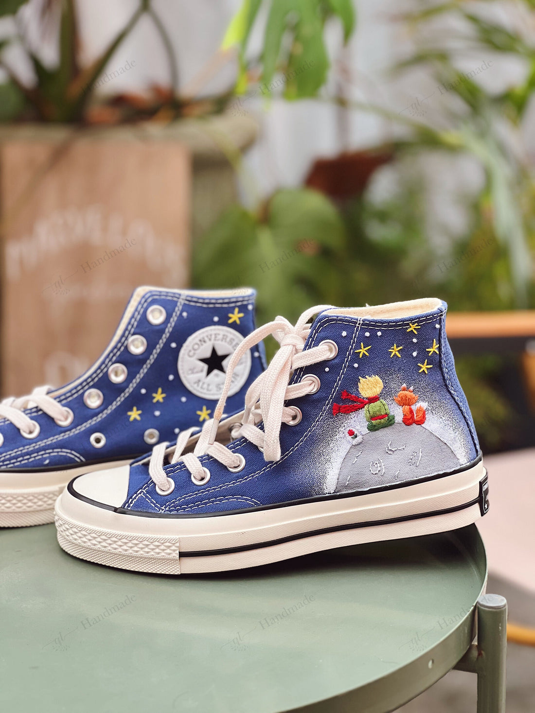 Little Prince Embroidery & Painted High Top Converse