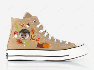 1 or 2 Pets in Fall Pumpkin Vibe Embroidery High Top Converse