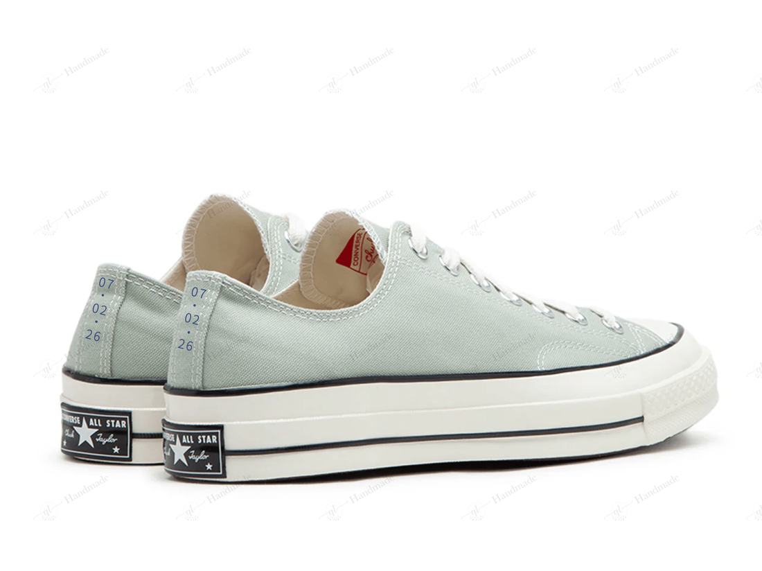 Custom Blue Roses Wedding Embroidery Embroidery Low Top Converse