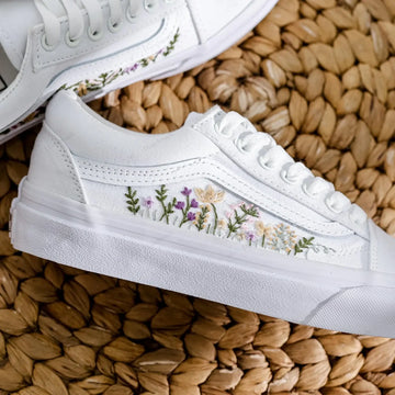 Neutral Tone Garden Muted Flowers Wedding Flowers Bridal Vans Embroidery Vans Low Top