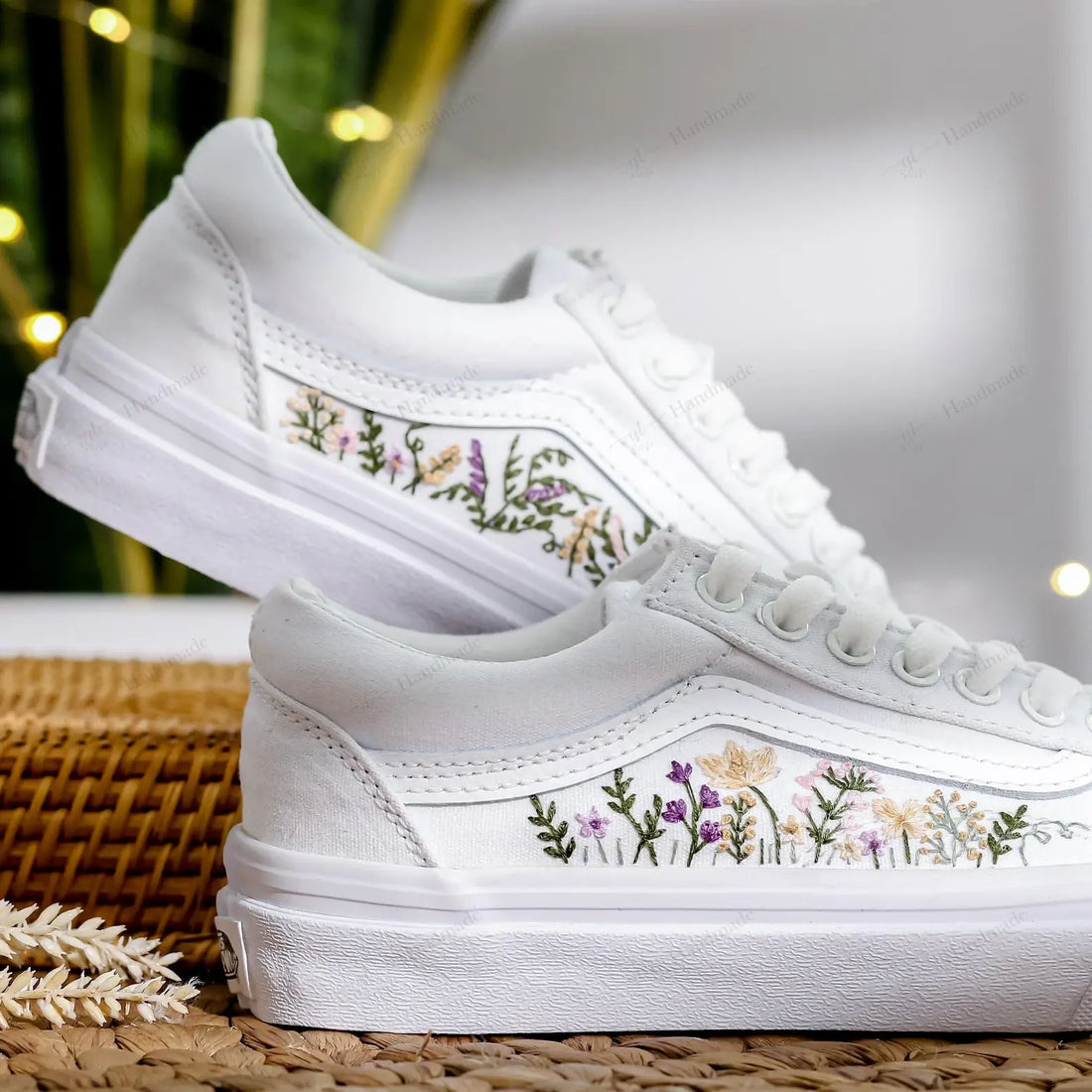 Neutral Tone Garden Muted Flowers Wedding Flowers Bridal Vans Embroidery Vans Low Top